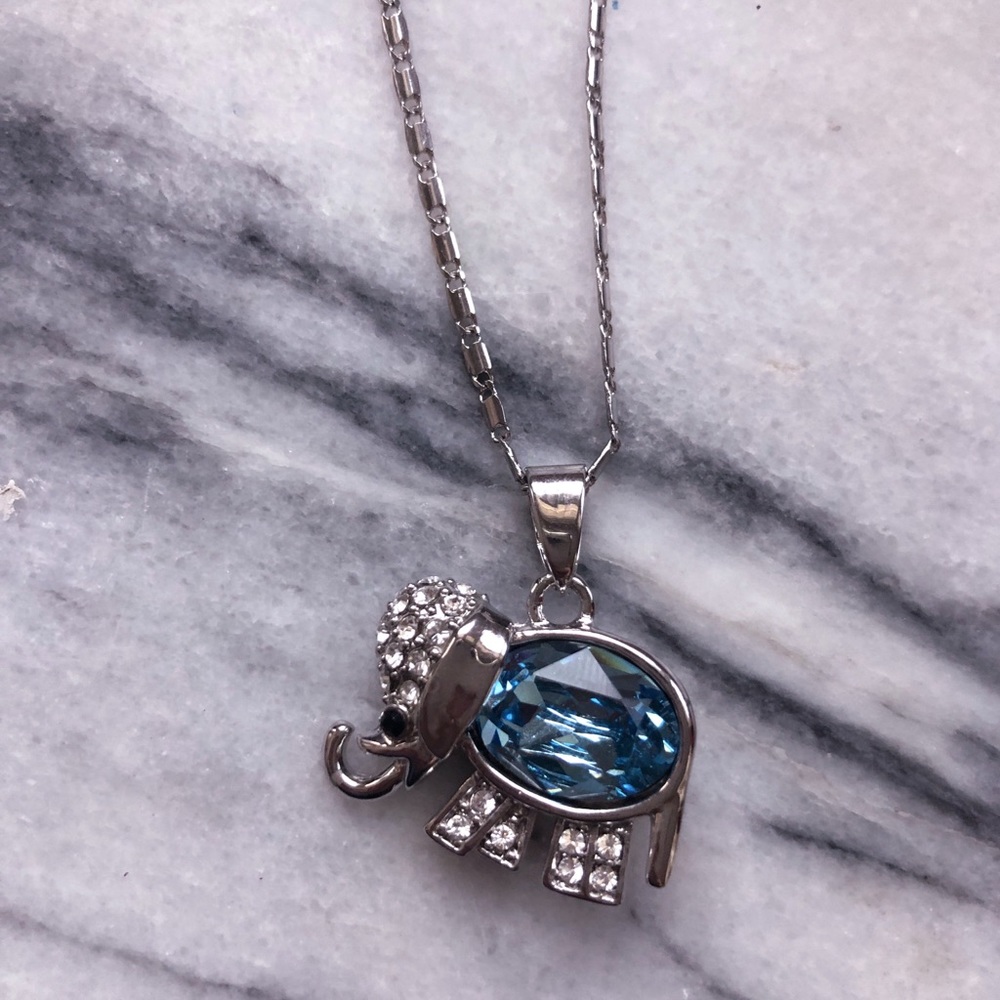 Blue elephant necklace